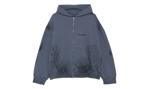 Back Zip Up Hoodie Regular Fit "Faded Dark Blue / Black" 803264 TTVG1 3364