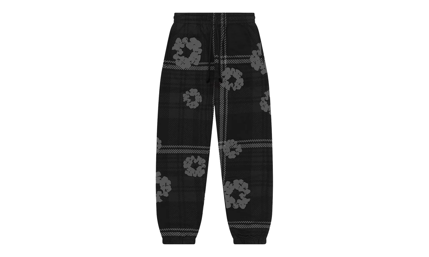 Plaid Cotton Wreath Sweatpants "Black" DT384