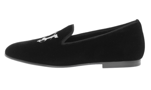 Embroidered Velvet Loafers "Black" PMIG003F23FAB0011000
