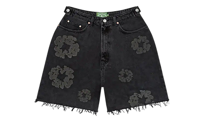 Mono Cotton Wreath Denim Shorts "Black" DT389