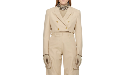 Double Breasted Cropped Blazer "Cream" PWEN032S24FAB001