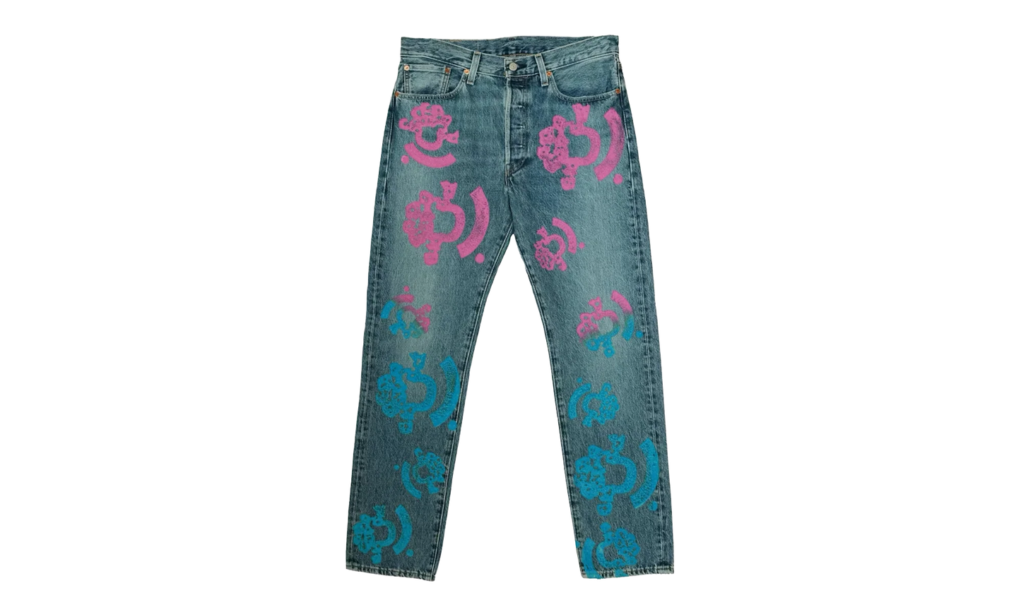 Bstroy Tears 501 Light Wash Jean "Pink / Blue" DT289