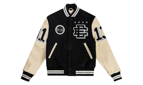EE VARSITY LETTERMAN WOOL/LEATHER JACKET "Black/Black" EE827
