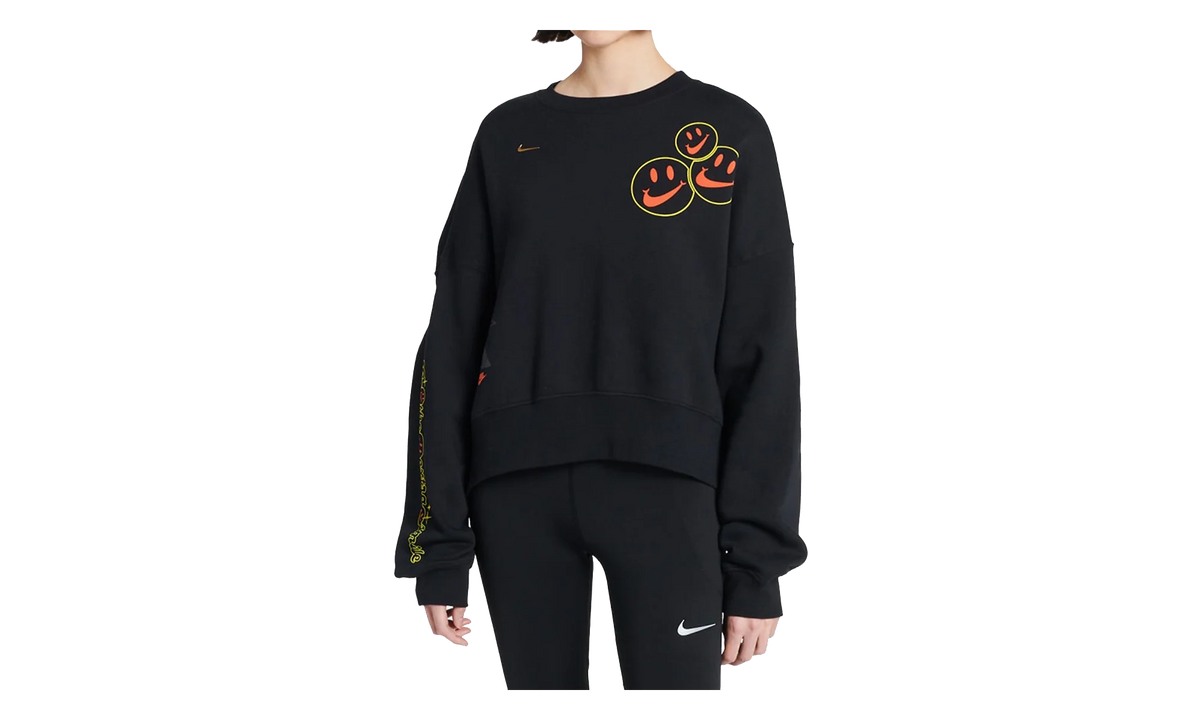 Sportswear Smiley Fleece Sweatshirt WMNS "Black" DQ3543 010