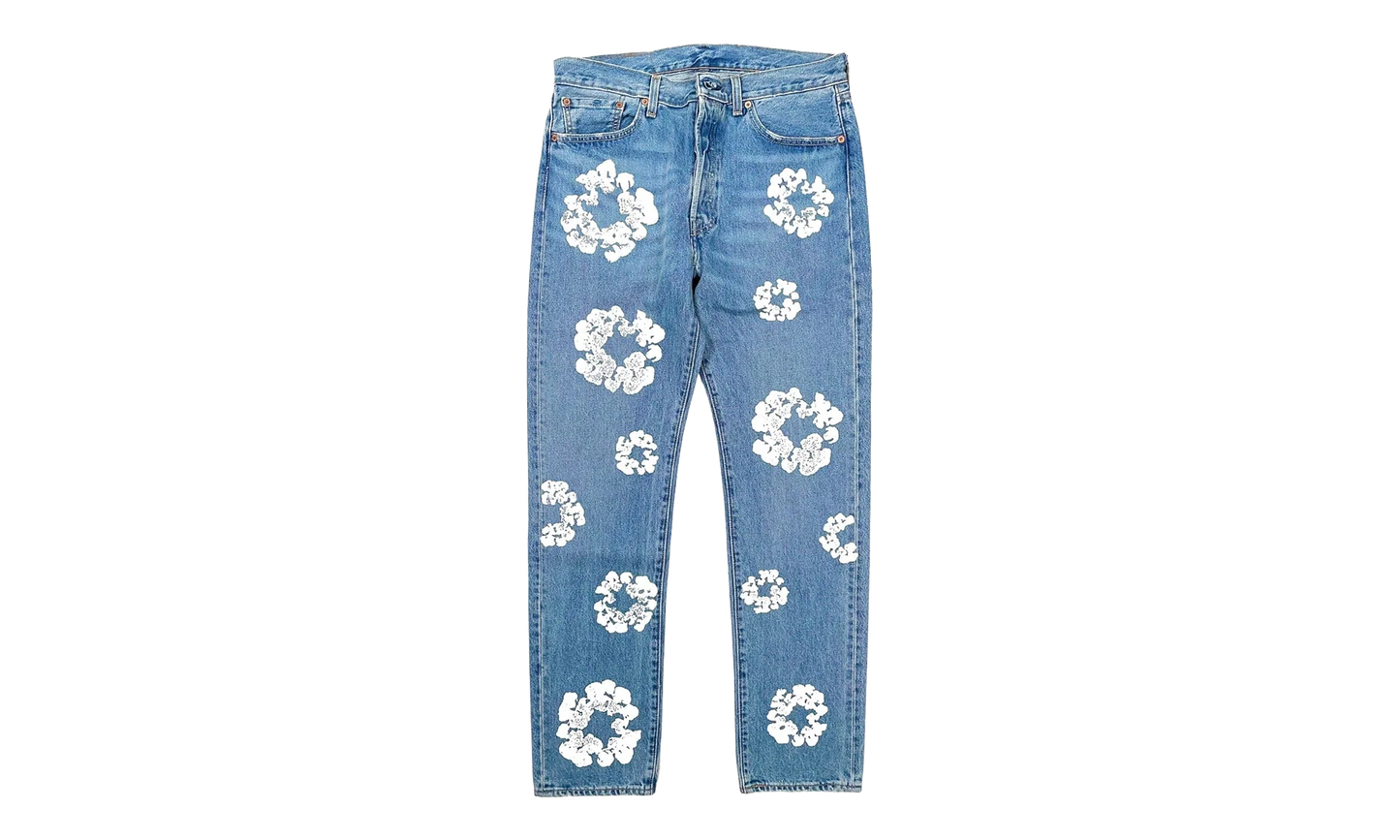 Levi's 501 Cotton Wreath Logo Jeans "Light Wash / Indigo / White" DT303