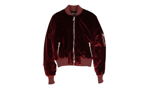 Velvet Satin Bomber Jacket "Burgundy" MOS017 652