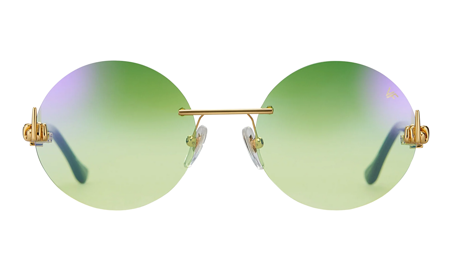 508 Rimless Drill Mount F.U. Edition 24KT "Yellow Gold / Black / Powder Green Flash Purple" DMMF2 0006 16T4