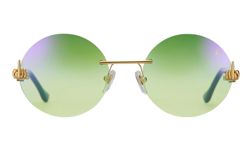 508 Rimless Drill Mount F.U. Edition 24KT "Yellow Gold / Black / Powder Green Flash Purple" DMMF2 0006 16T4