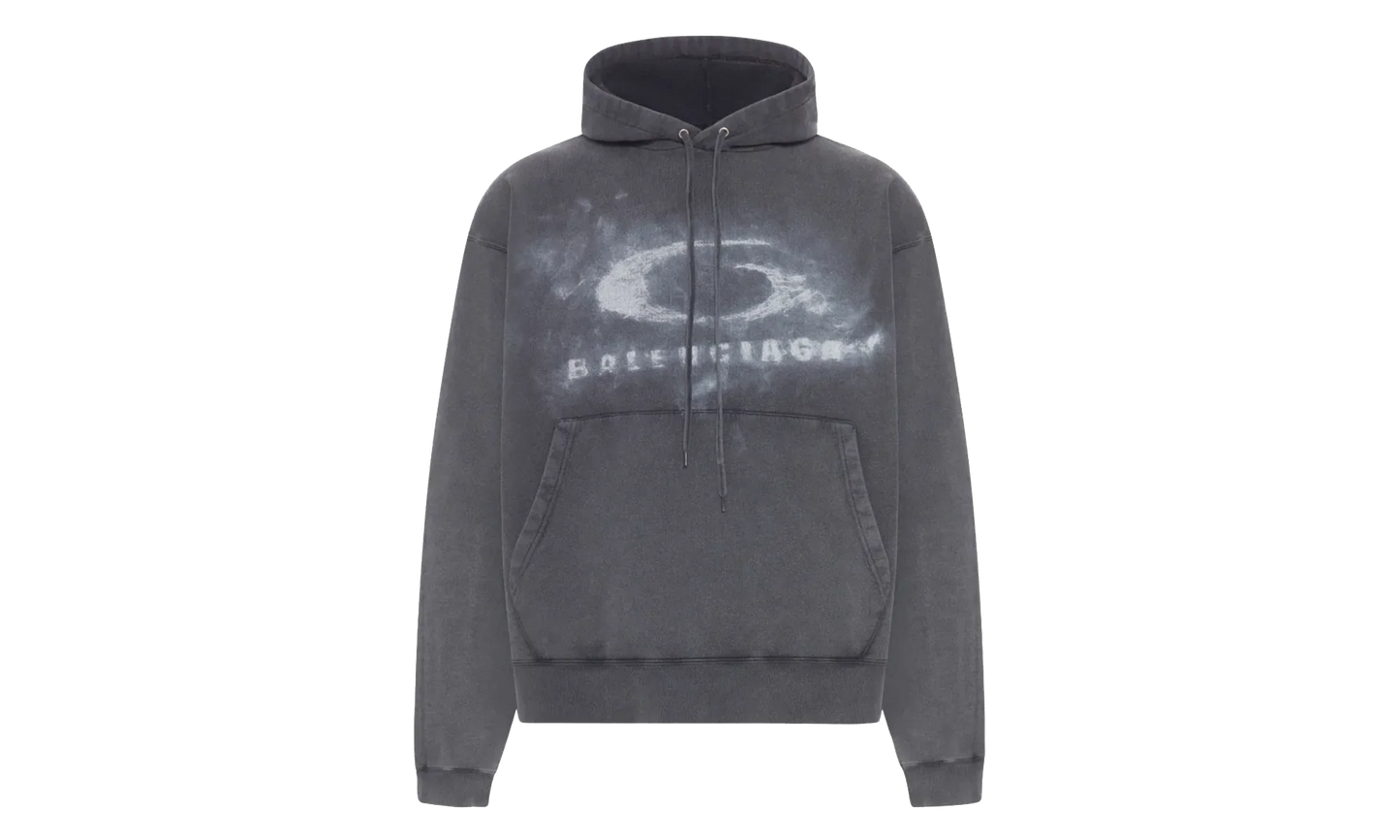 Oversized Drawstring Hoodie "Washed Black / White" 858143 TTVN6 9034