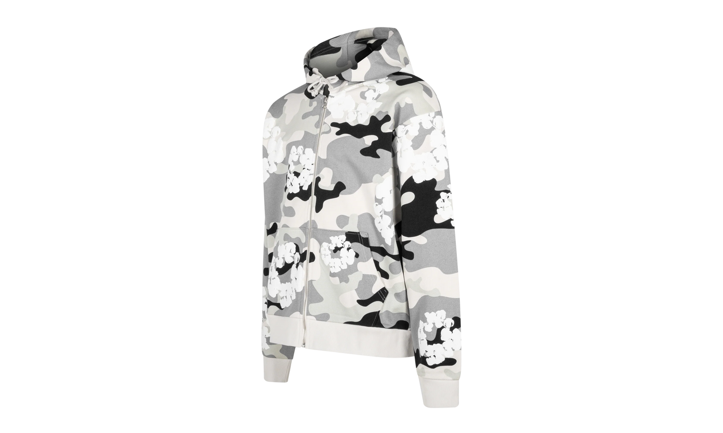 Cotton Wreath Zip Hoodie "White Camo" DT063