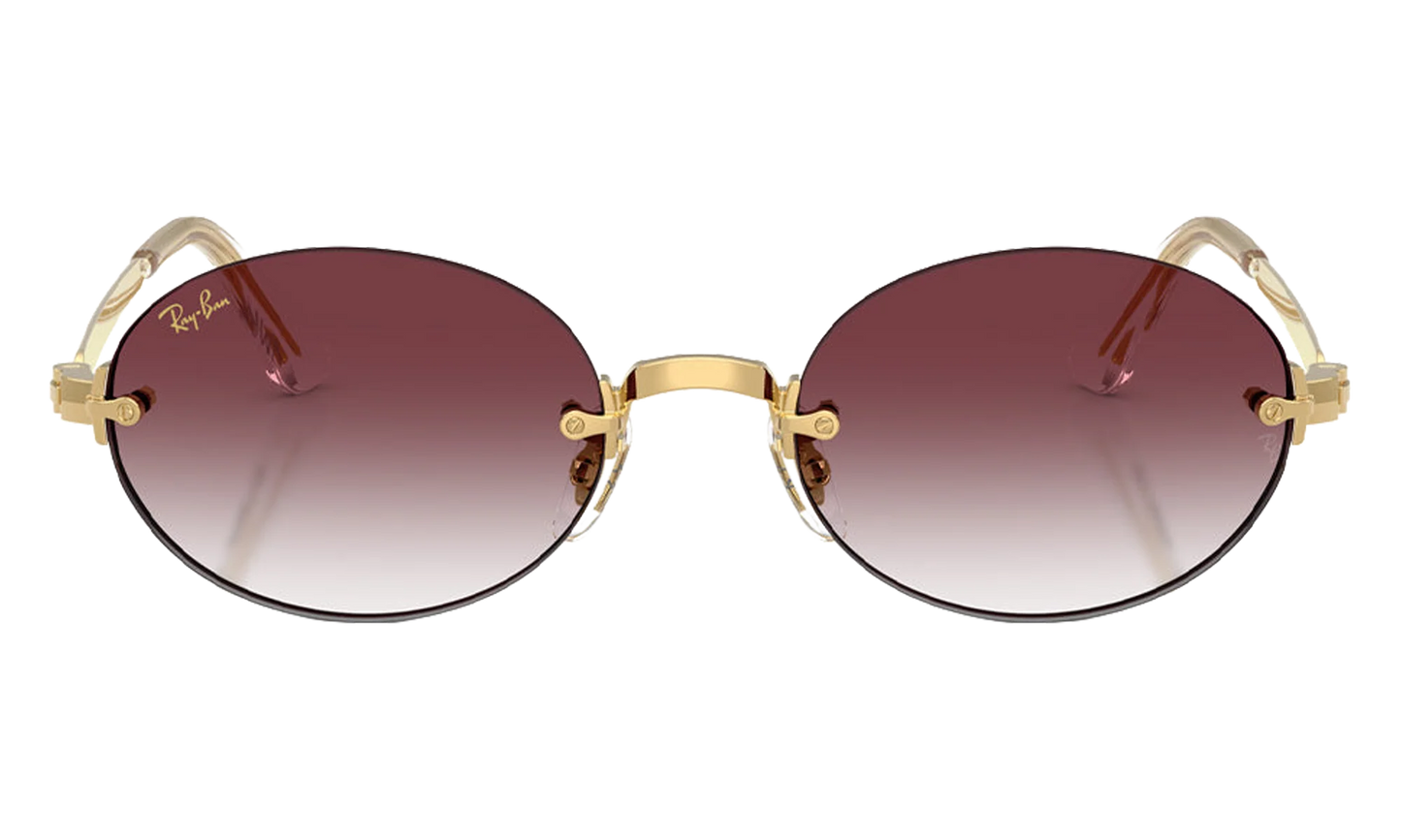 Ray-Ban Rimless "A$AP Rocky - Polished Arista Gold with Clear Gradient Dark Violet Lens" RB3929 001 8H