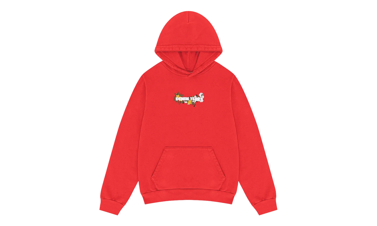 Embroidered Floral Logo Hoodie "Red" DT315