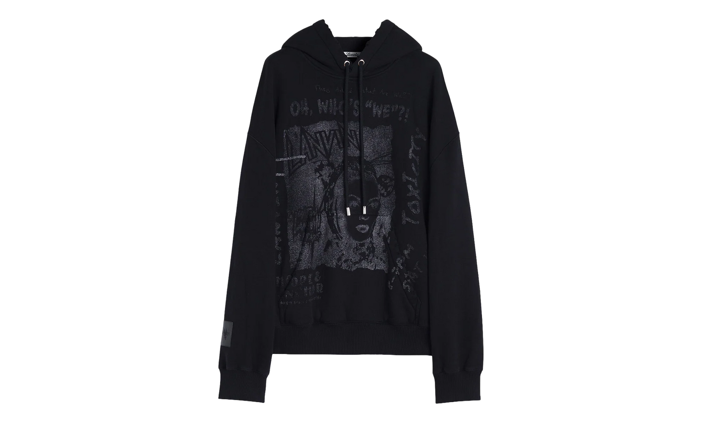 PRINTED KNIT HOODIE "Black" RU HO0005 J117 P24 10