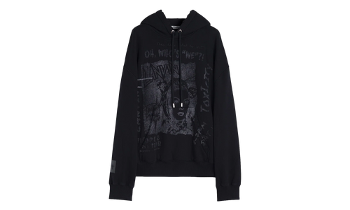 PRINTED KNIT HOODIE "Black" RU HO0005 J117 P24 10