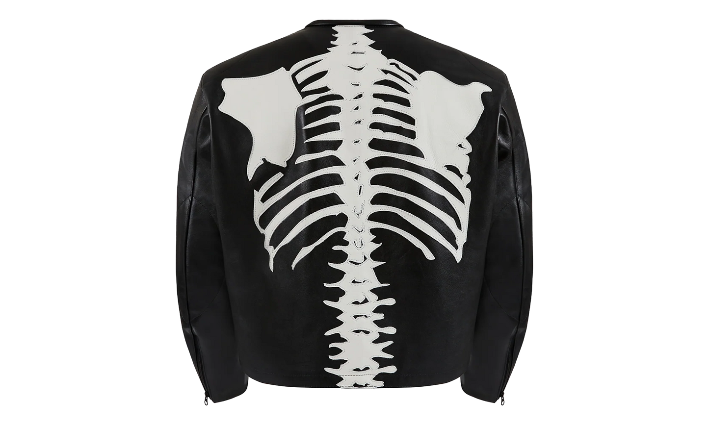 Bones Flat Leather Jacket "Black / White" BONES001