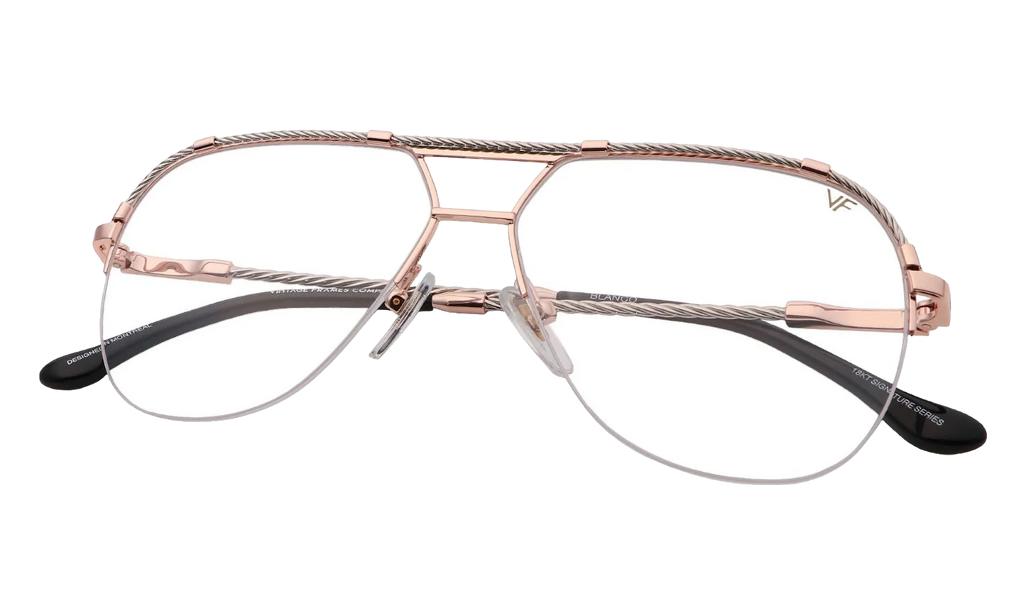 Blanco Half Rim 24KT Two-Tone "Rose / White Gold / Smoke Gradient Photochromatic" HRBA2 0010 2D4