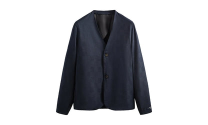 Shadow Check Collarless Jacket "Nocturnal" KHM010311 413