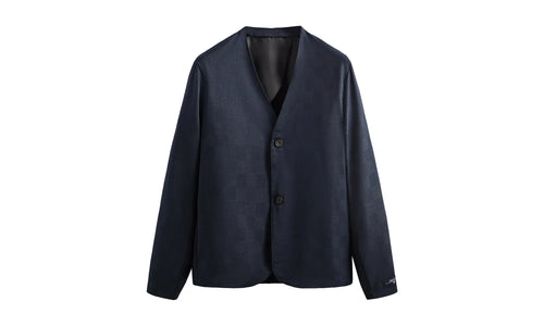 Shadow Check Collarless Jacket "Nocturnal" KHM010311 413