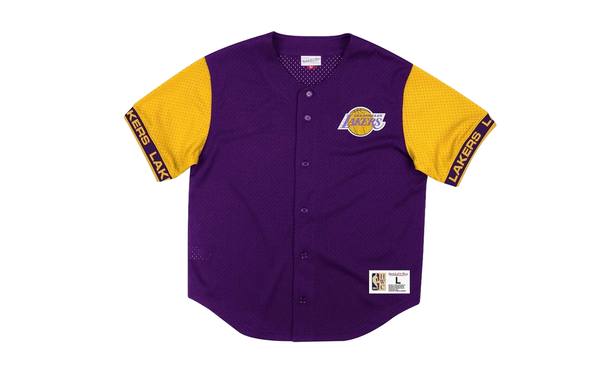 NBA Pure Shooter Mesh Button Front Shirt "Los Angeles Lakers - Purple" MSBFAJ19017 LALPURP