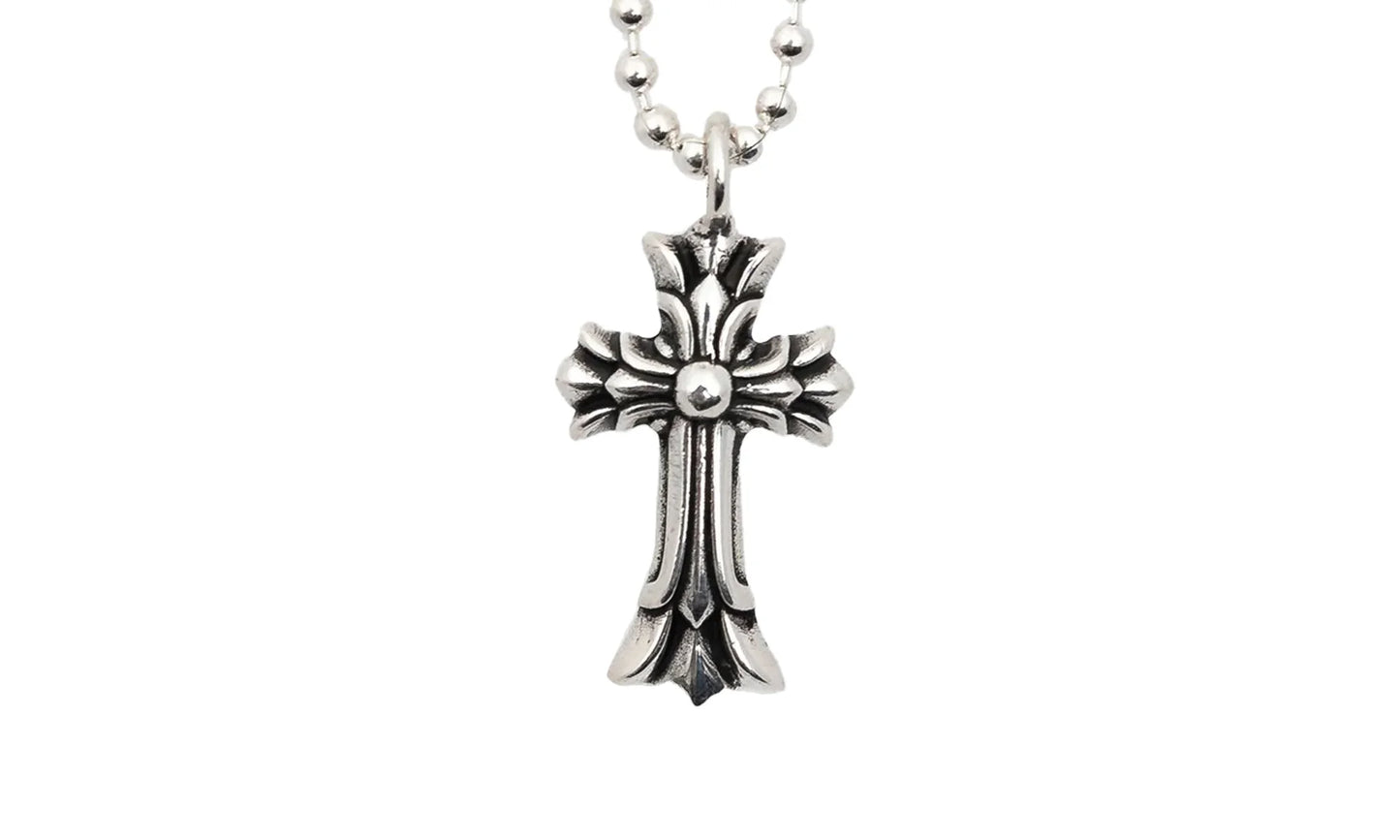 Double Cross Silver Pendant & Ball Chain "Silver" CHRM0666