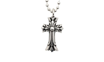 Double Cross Silver Pendant & Ball Chain "Silver" CHRM0666