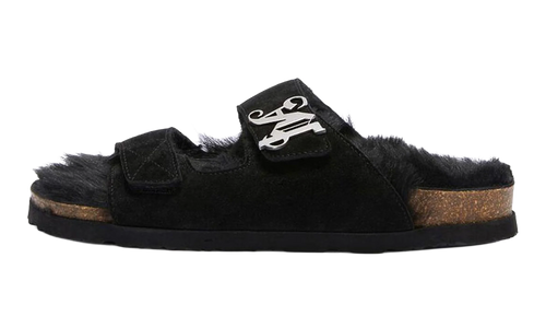 Open Toe Fur Slippers "Black" PMIH009F23LEA0011010