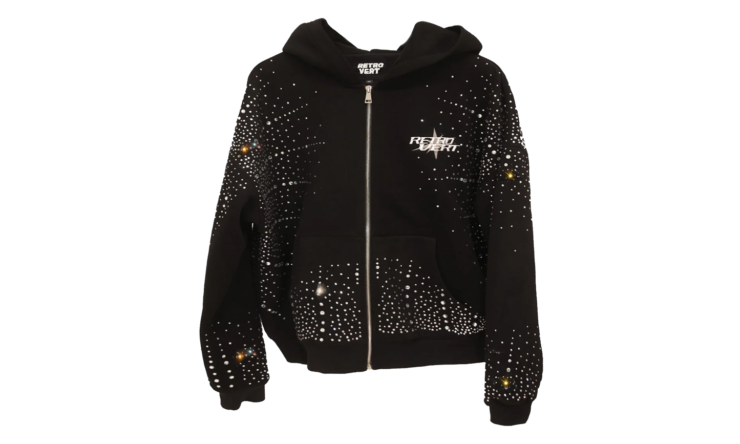 Rhinestone Zip Up Jacket "Black" RET028