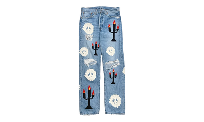 Levi's 501 Virgil Abloh Printed Jeans "Message in a Tear - Indigo" DT306