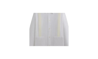 Seersucker Long-Sleeve Boxy Collared Overshirt "White" KHM032080 101