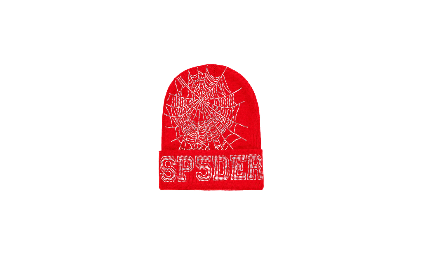 Rhinestone Web Beanie "Red" SP5der49