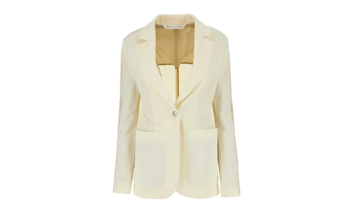 Side Stripe Detailed Blazer Suit Jacket "Cream" PWEN013F23FAB001