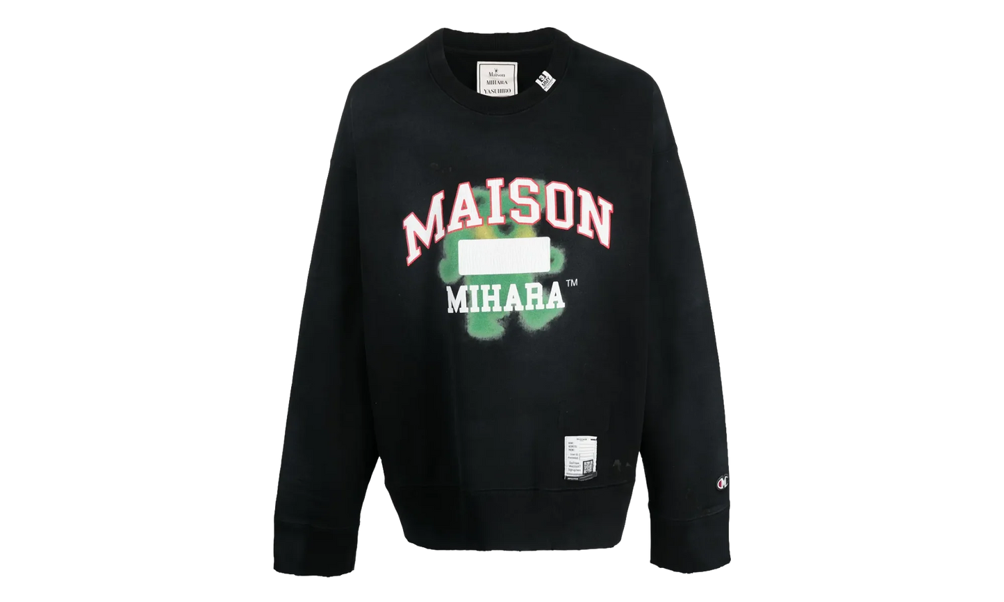 Distressed Teddy Bear Logo Crewneck Sweatshirt "Black Multi" J10PO513 BLACK