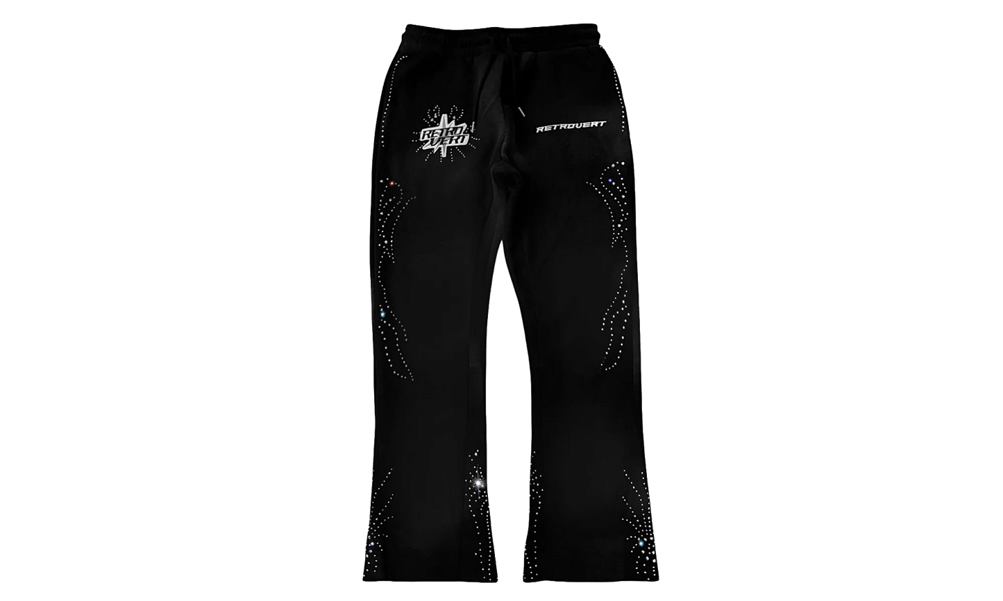 Rhinestone Sweatpants "Black" RET026