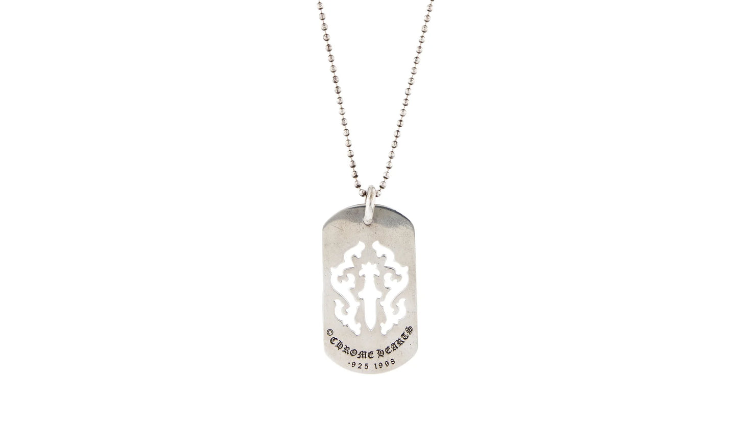 CUT OUT DAGGER DOG TAG & Ball Chain "Silver" CHRM0663