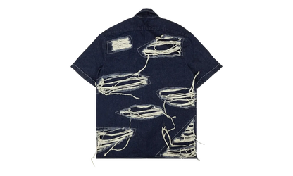Distressed Denim Short Sleeve Shirt "Blue" 2637 100000104DWS BLUE