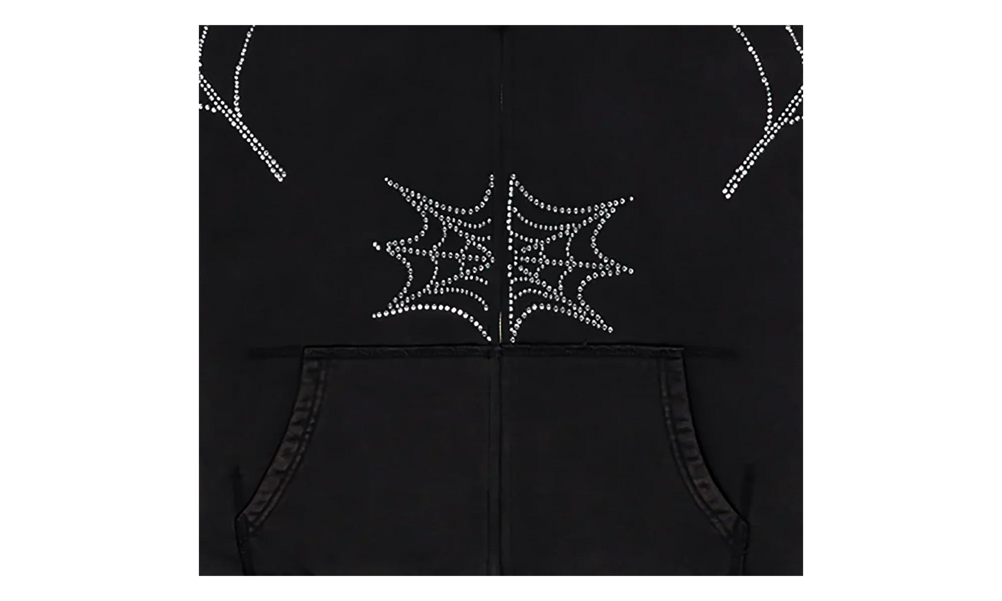 Rhinestone We Zip Hoodie "Black" SP5der397