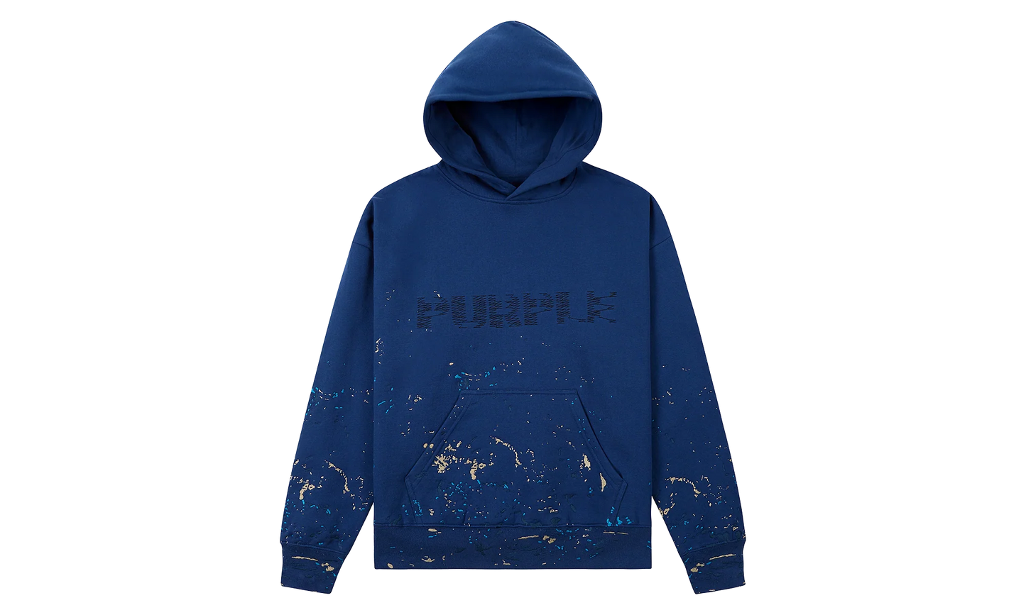 Sequin Splatter Paint Hoodie "Blue" P401 MFNZ425
