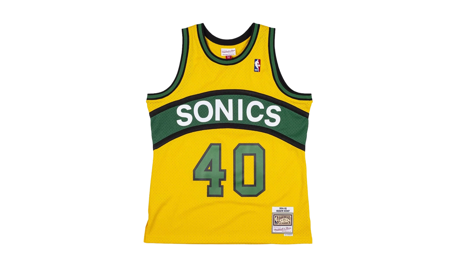 NBA Shawn Kemp Reload Swingman Jersey "1994 Seattle Supersonics - Yellow" SMJYCP19285 SSUYELL94SKE