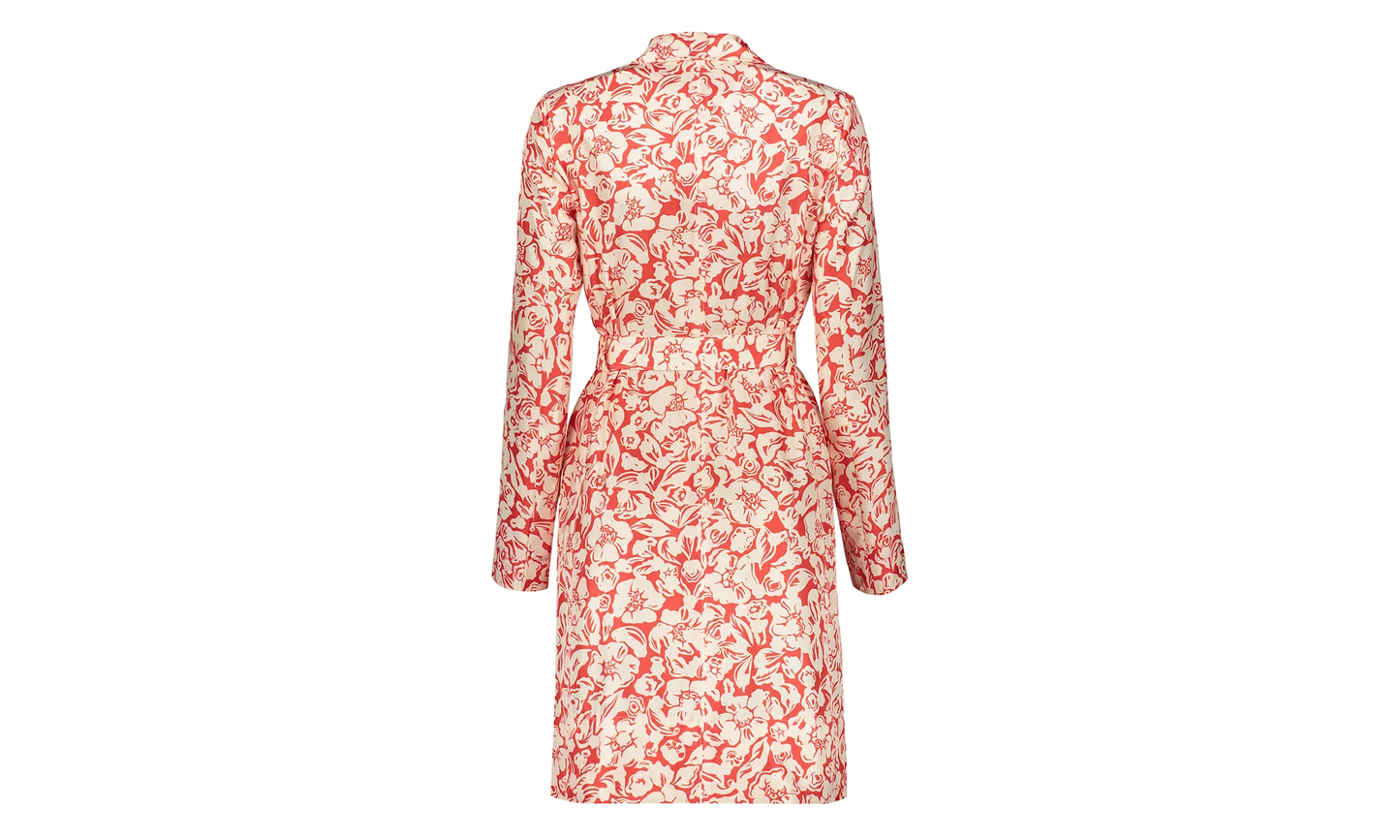 SILK FLORAL WRAP MIDI DRESS "Red" RW DR0013 5615 P23 37