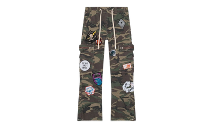Patchwork Flared Cargo Pants "Camo Green" GS096