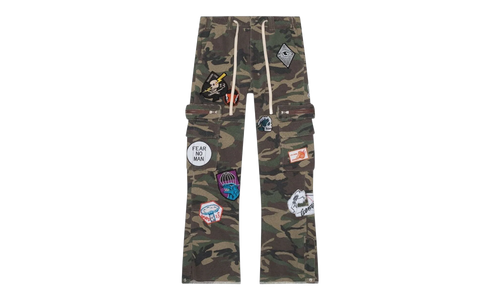 Patchwork Flared Cargo Pants "Camo Green" GS096