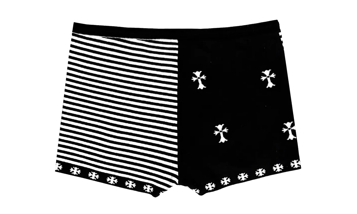 Striped Cross Stitching Drawstring Shorts WMNS "Black / White" CHRM1179