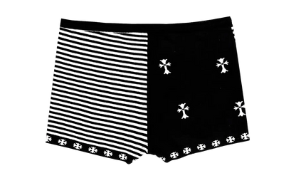 Striped Cross Stitching Drawstring Shorts WMNS "Black / White" CHRM1179