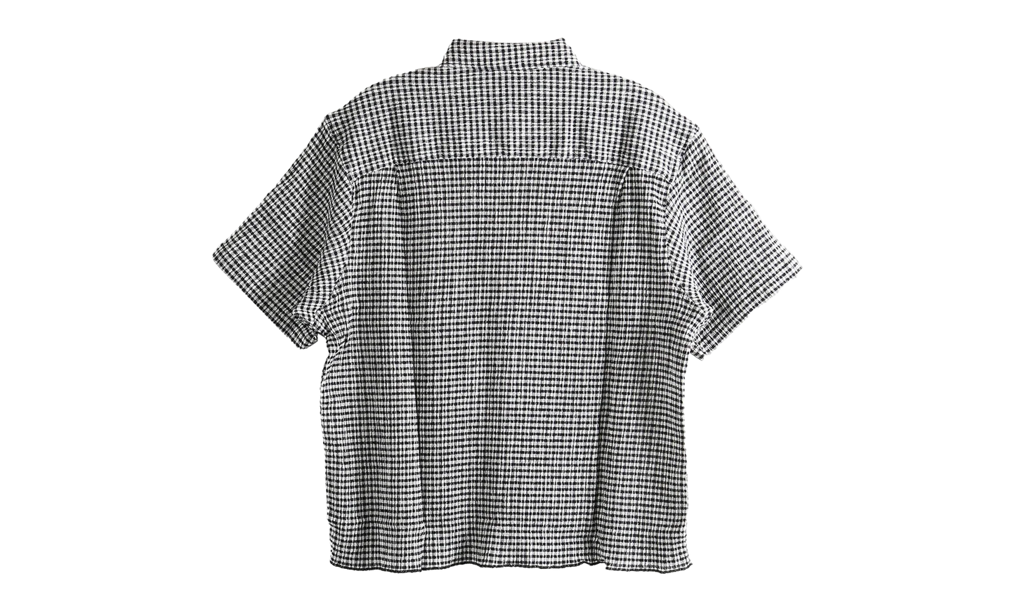 Crinkled Check Short Sleeve Shirt "BLACK" 1110371 BLAC