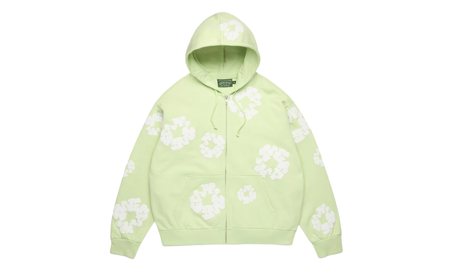 Cotton Wreath Zip Hoodie "Mint" DT616