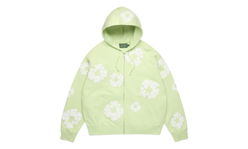 Cotton Wreath Zip Hoodie "Mint" DT616