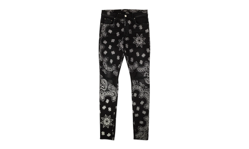 Black Cotton Flocked Bandana Skinny Jeans "Black" MDS050023