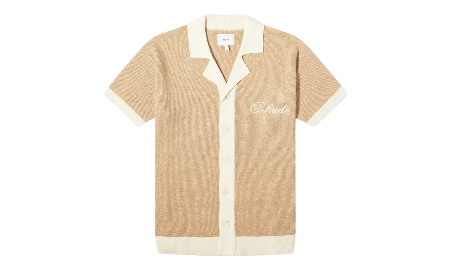 Contrast Knit Button-Up Polo "Brown" RHPS24PO02973143