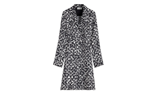 SILK FLORAL WRAP MIDI DRESS "Black" RW DR0013 5615 P23 10