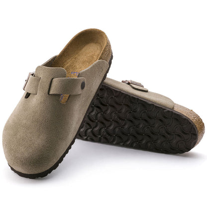 Boston Soft Footbed Suede Leather in Taupe